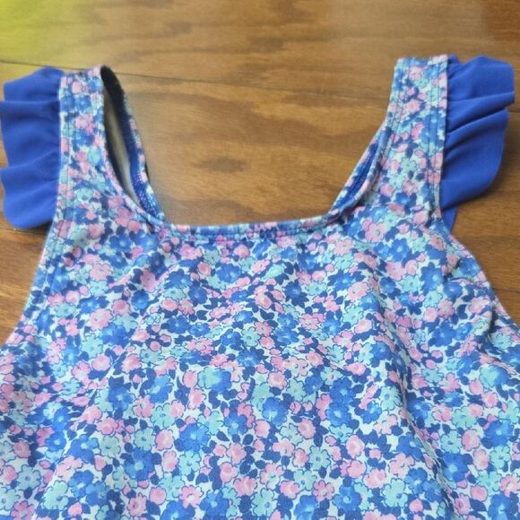 Floral Blue Ruffle Swimsuit - Picture 2 of 6